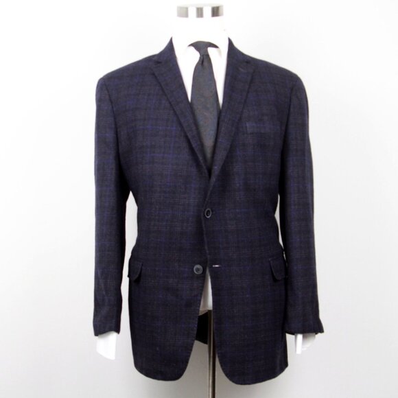 Joseph Abboud Mens Blazer‎ 48R Sport Coat 100%Wool Plaid *Short sleeve* E091340